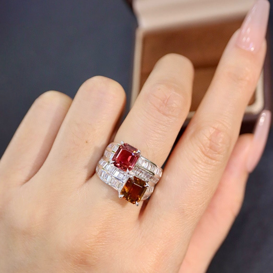 14k Gold 6.97 Ctw Natural Tourmaline & Diamond Ring - 4