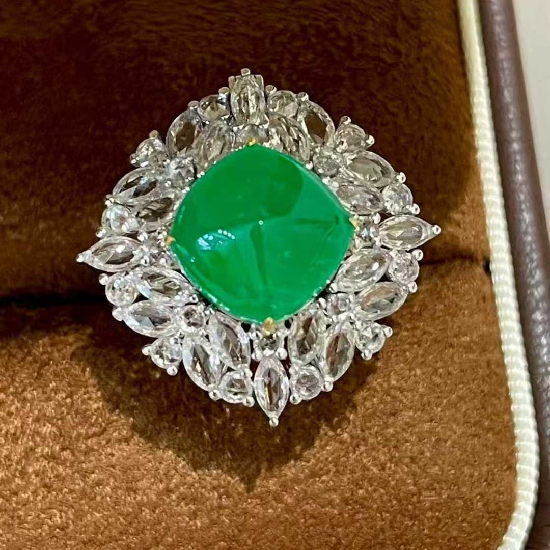 14k Gold 4.57 Ct Natural Emerald & Sapphire Ring/pendant( Without Chain ) - 2