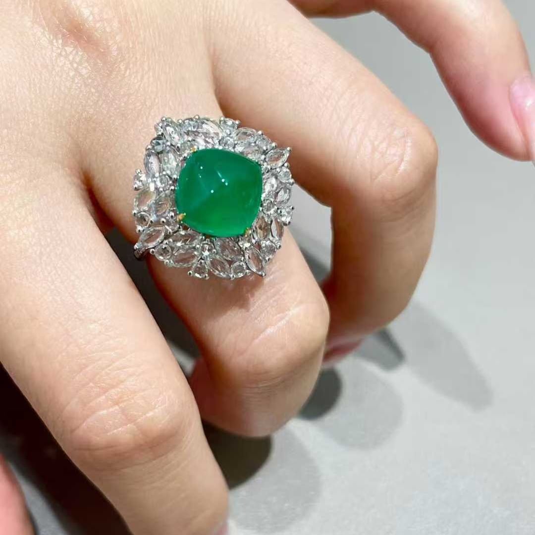 14k Gold 4.57 Ct Natural Emerald & Sapphire Ring/pendant( Without Chain ) - 4