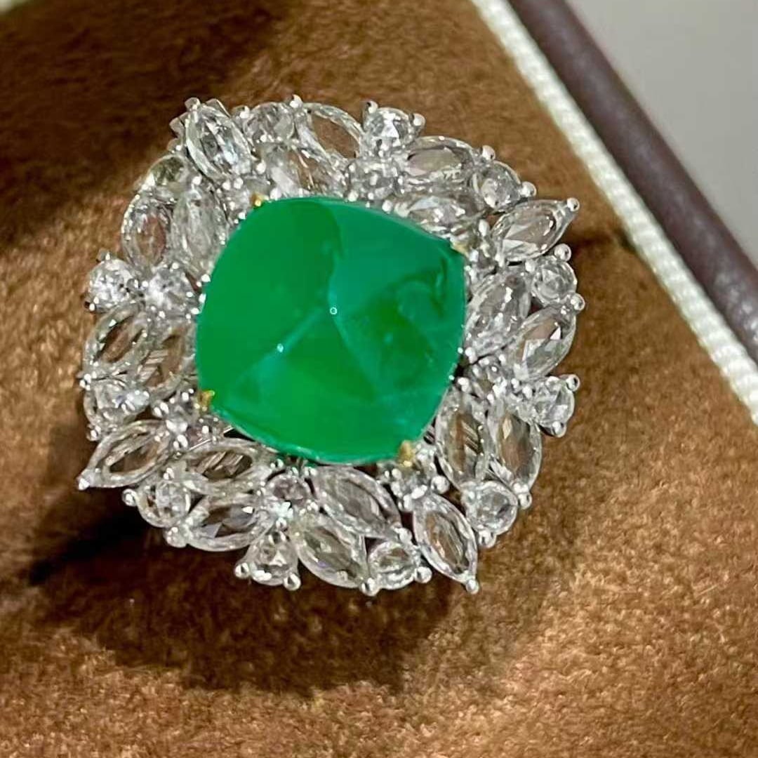 14k Gold 4.57 Ct Natural Emerald & Sapphire Ring/pendant( Without Chain ) - 5