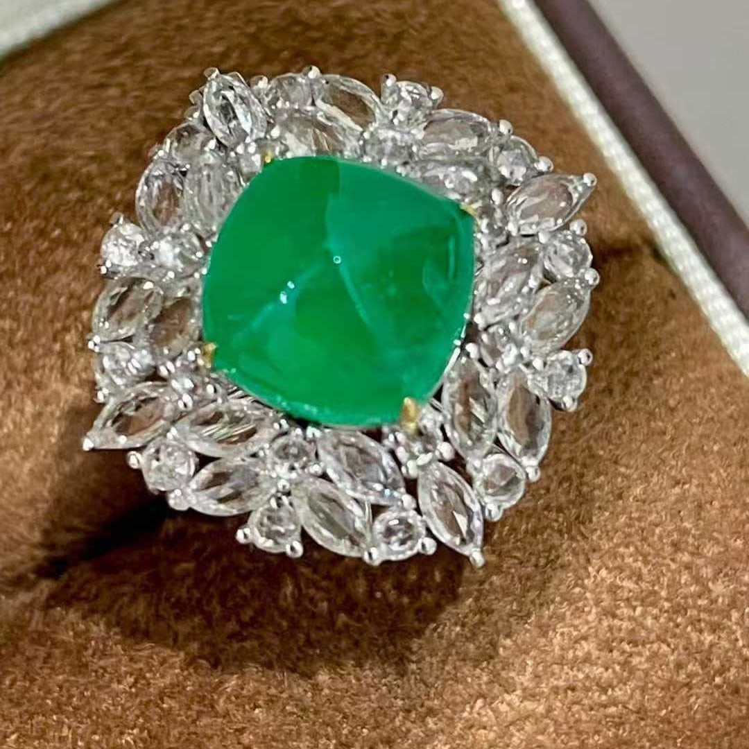 14k Gold 4.57 Ct Natural Emerald & Sapphire Ring/pendant( Without Chain ) - 6