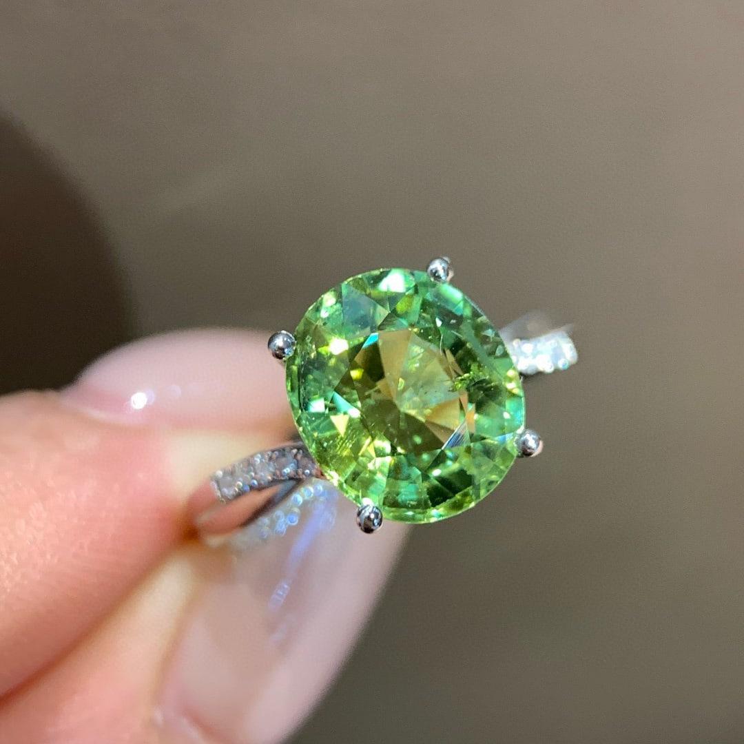 14k Gold 3.31 Ct Natural Tourmaline & Diamond Ring - 2
