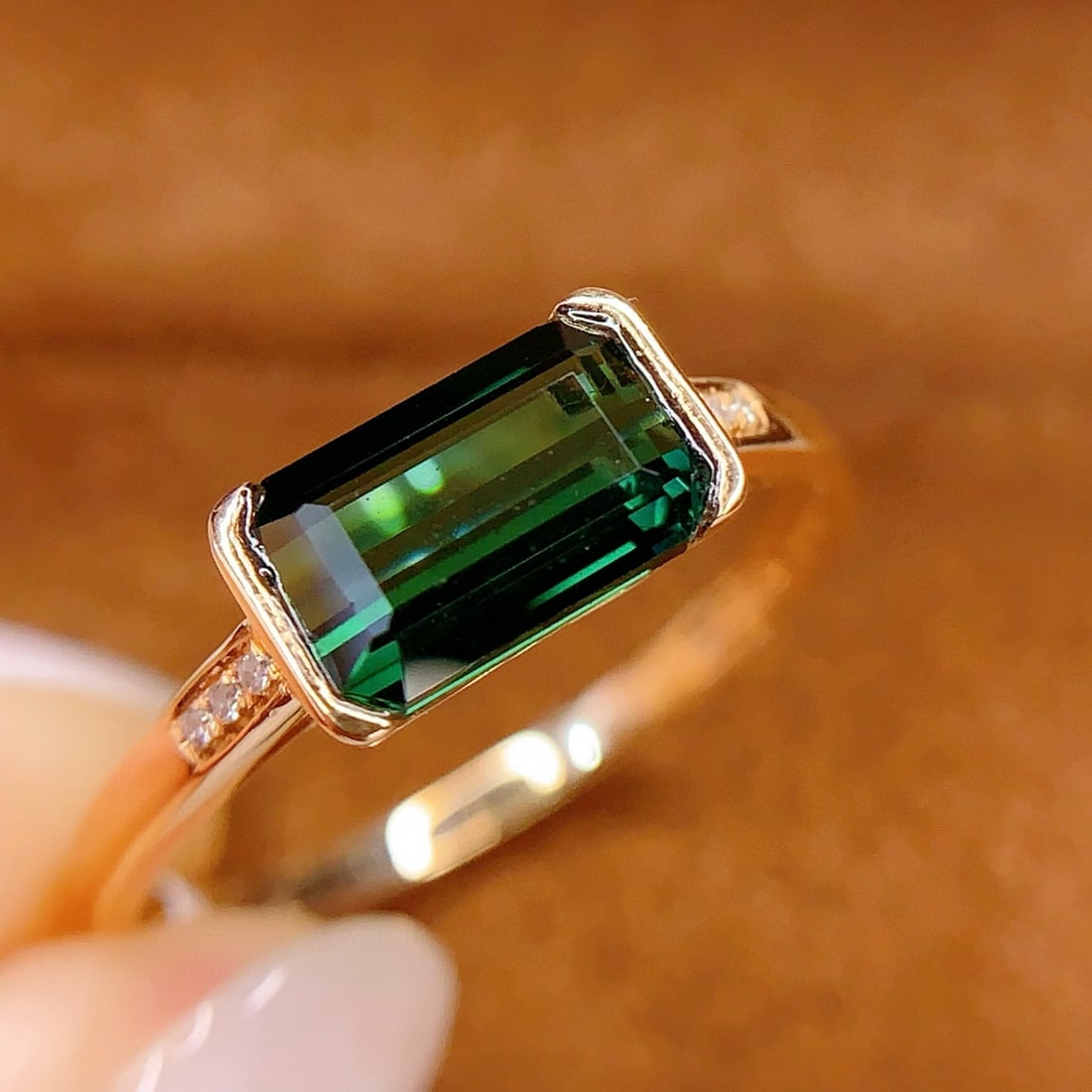 14k Gold 1.6 Ct Natural Tourmaline & Diamond Ring - 2