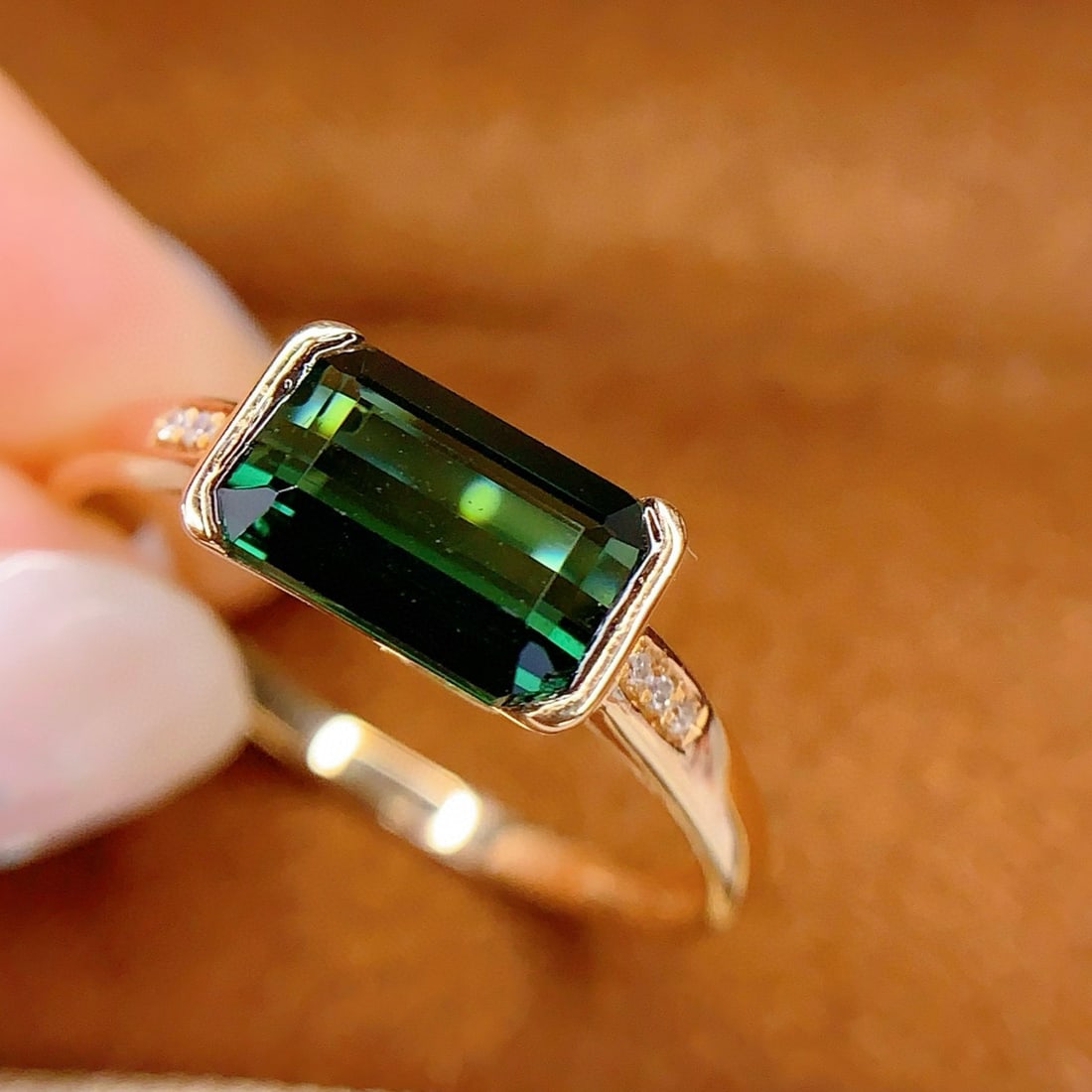 14k Gold 1.6 Ct Natural Tourmaline & Diamond Ring - 3