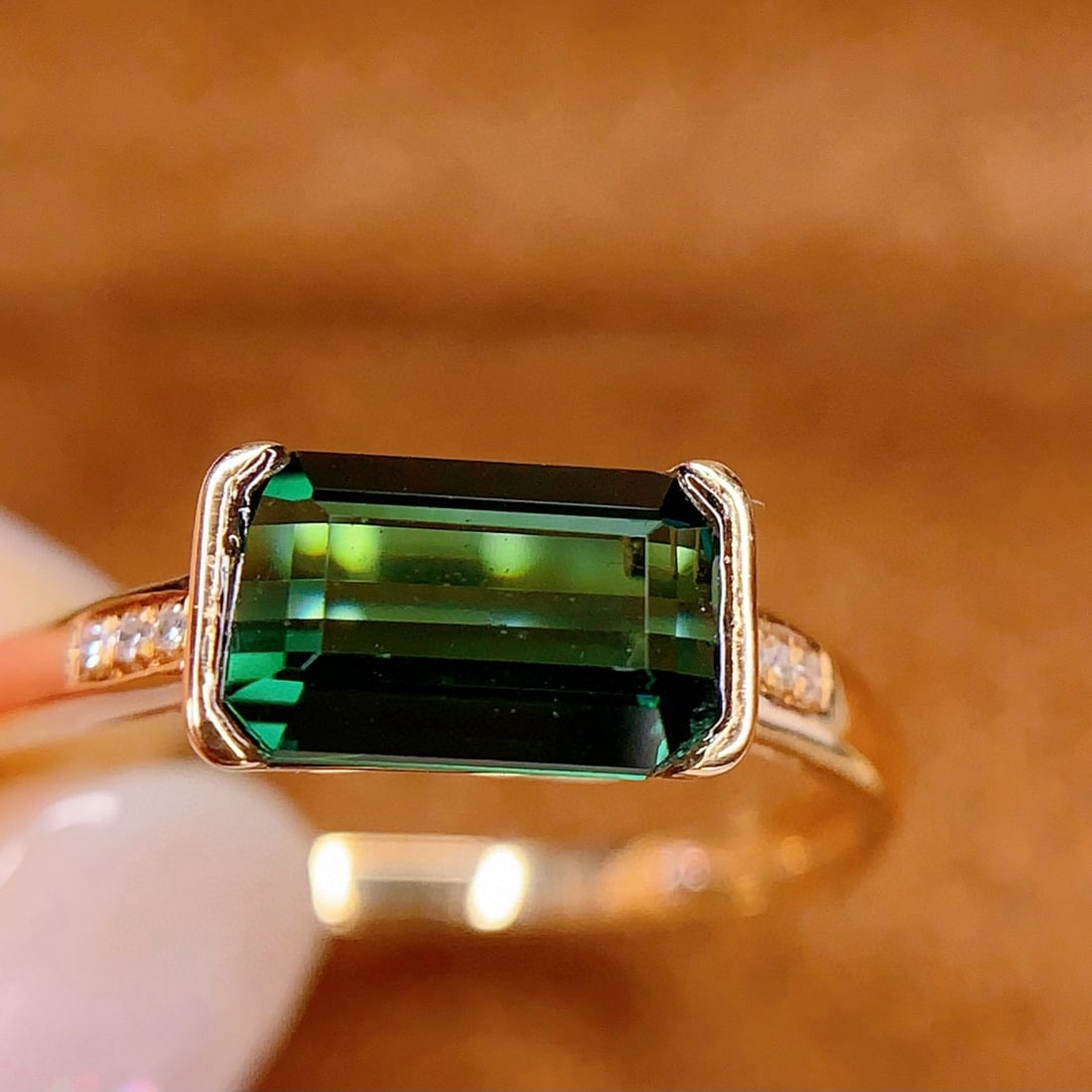 14k Gold 1.6 Ct Natural Tourmaline & Diamond Ring - 5