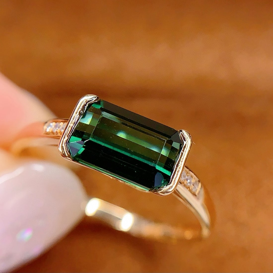 14k Gold 1.6 Ct Natural Tourmaline & Diamond Ring - 6