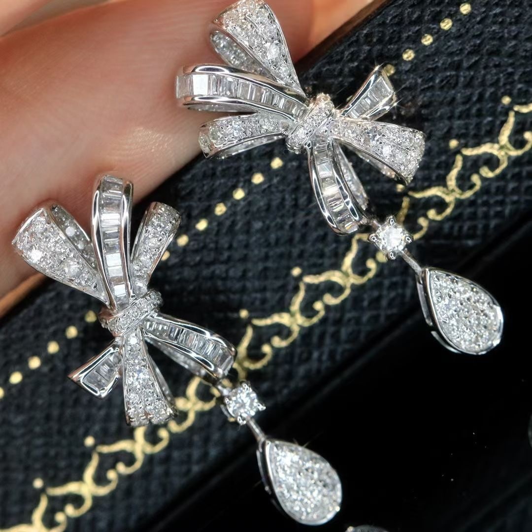 14k Gold 0.76 Ct Natural H Diamond Earrings - 3