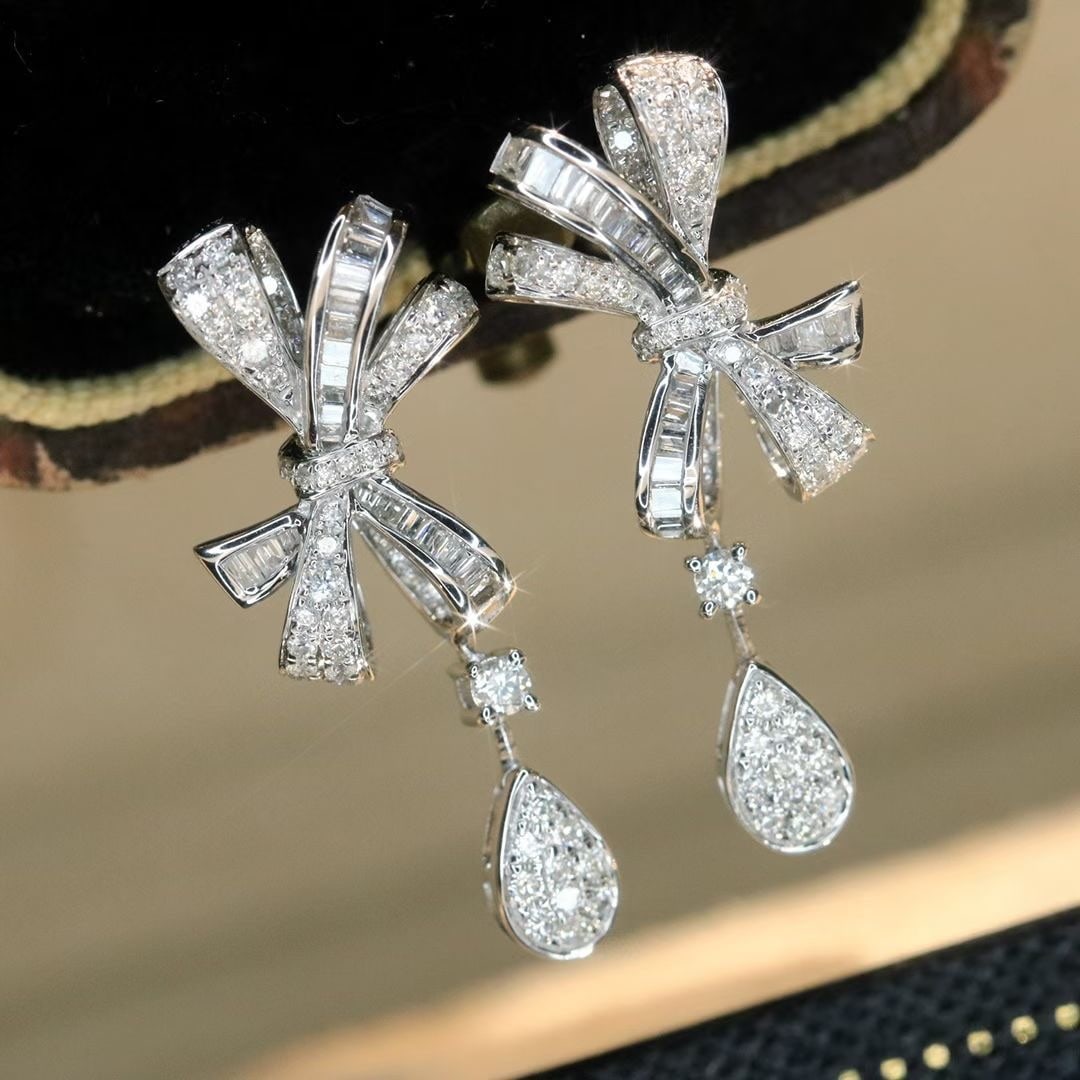 14k Gold 0.76 Ct Natural H Diamond Earrings - 6