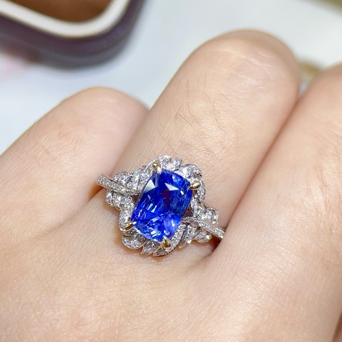 14k Gold 2.82 Ctw Natural Sapphire & Diamond Ring - 5