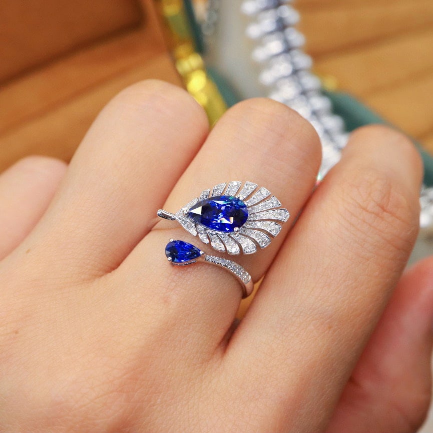 14k Gold 2.13 Ctw Natural Sapphire & Diamond Ring - 5