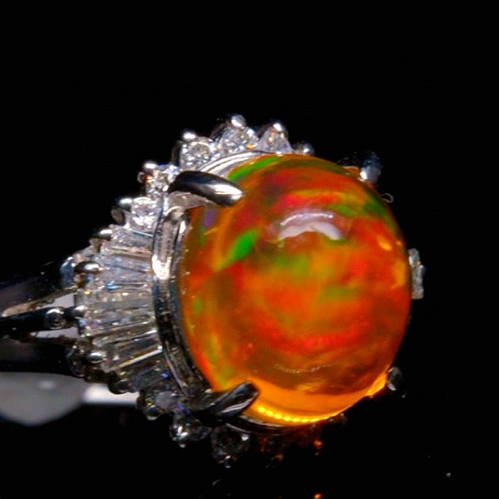 14k Gold 3.34 Ctw Natural Opal & Diamond Ring - 2