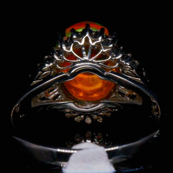 14k Gold 3.34 Ctw Natural Opal & Diamond Ring - 4