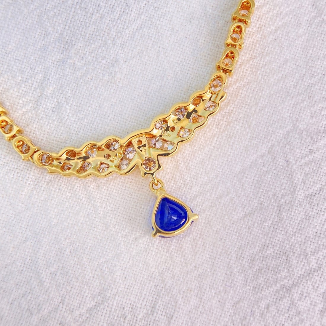 14k Gold 3.03 Ctw Natural Sapphire & Diamond Necklace - 3
