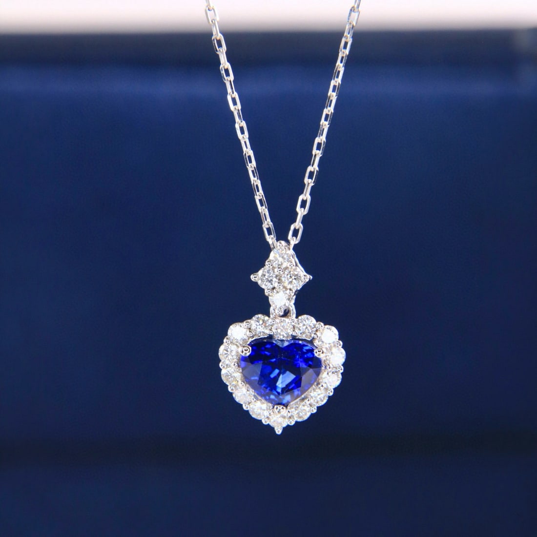14k Gold 1.03 Ctw Natural Sapphire & Diamond Necklace - 2