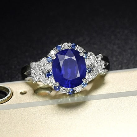 14k Gold 2.37 Ctw Natural Sapphire & Diamond Ring - 3