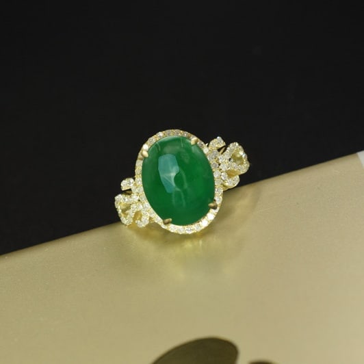 14k Gold 3.33 Ctw Natural Emerald & Diamond Ring - 3