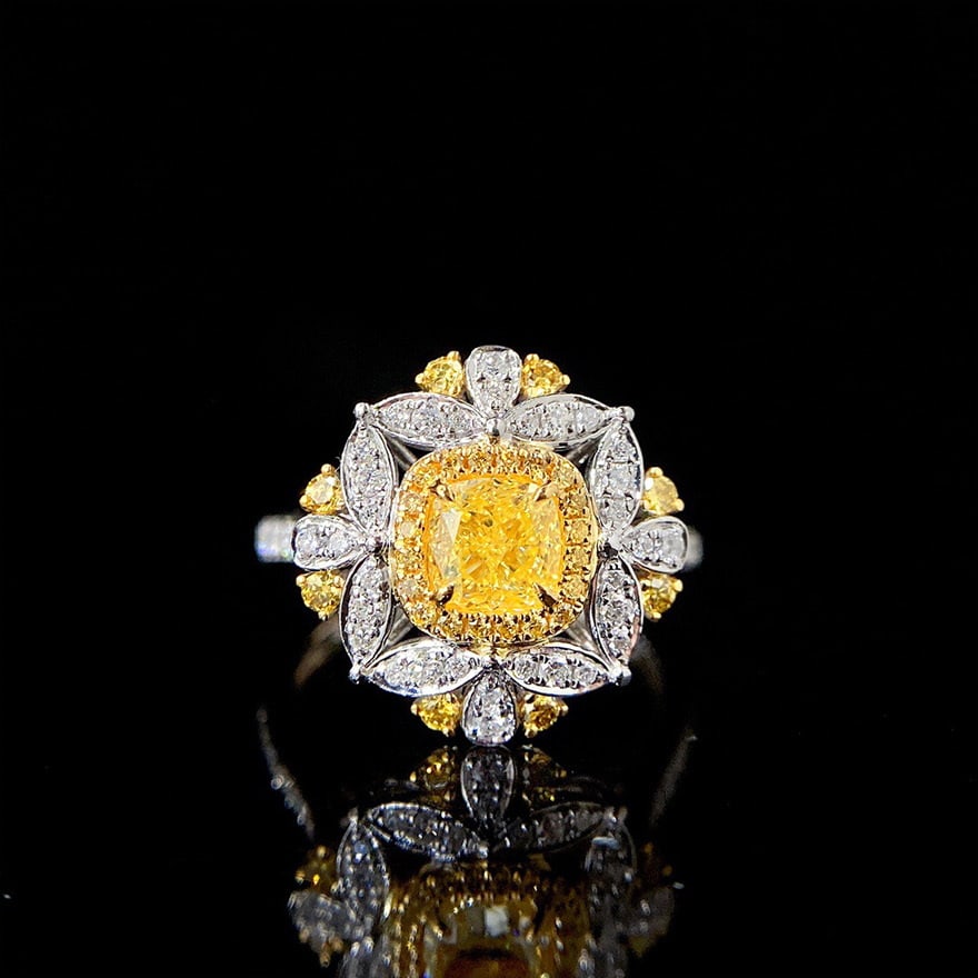 14k Gold 1.33 Ctw Natural Yellow Diamond & Diamond Ring/pendant( Without Chain ) - 3