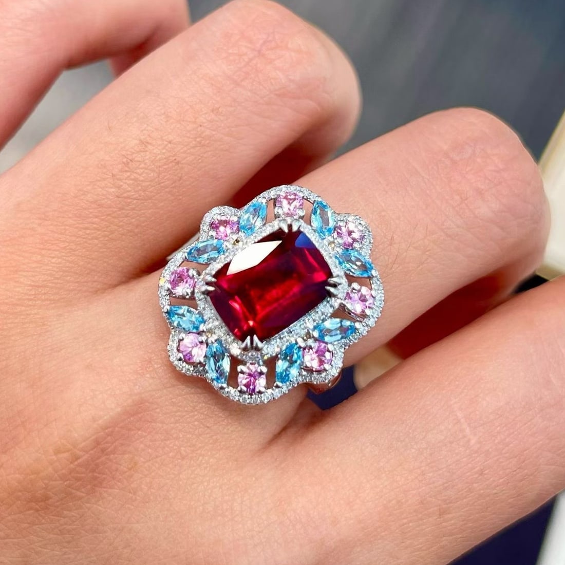 14k Gold 3.68 Ctw Natural Tourmaline & Diamond Ring - 2