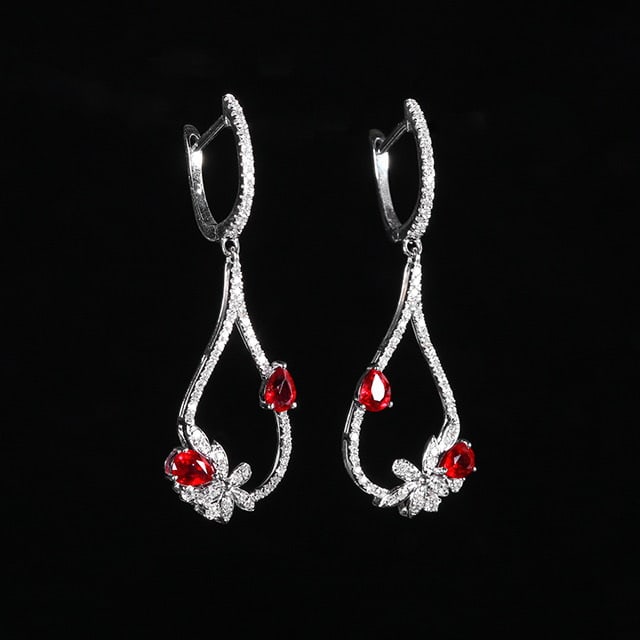 14k Gold 1.27 Ctw Natural Ruby & Diamond Earrings - 3