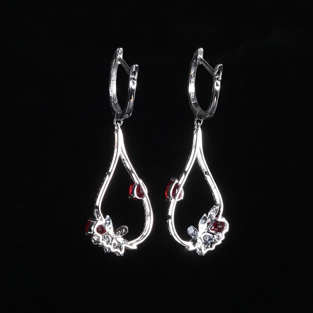 14k Gold 1.27 Ctw Natural Ruby & Diamond Earrings - 4