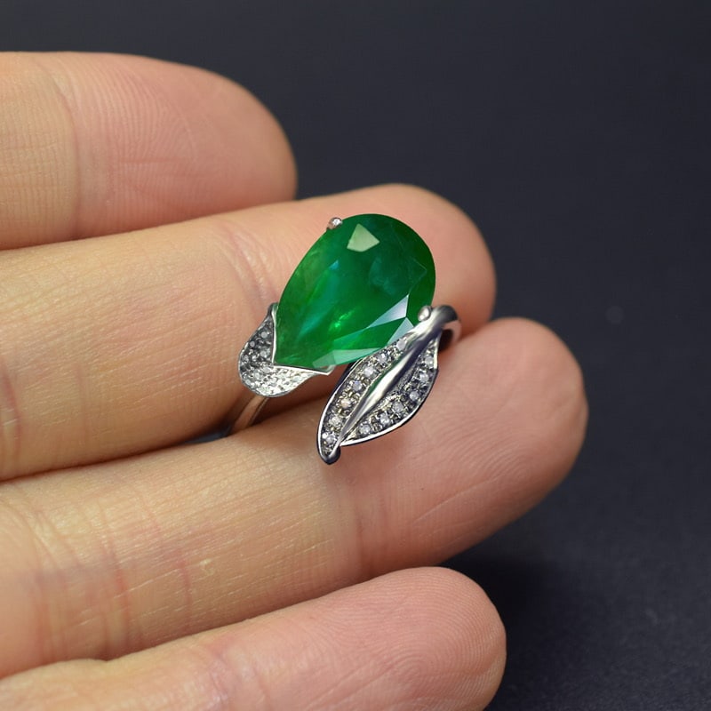 14k Gold 3.08 Ctw Vivid Green Natural Emerald & Diamond Ring - 3