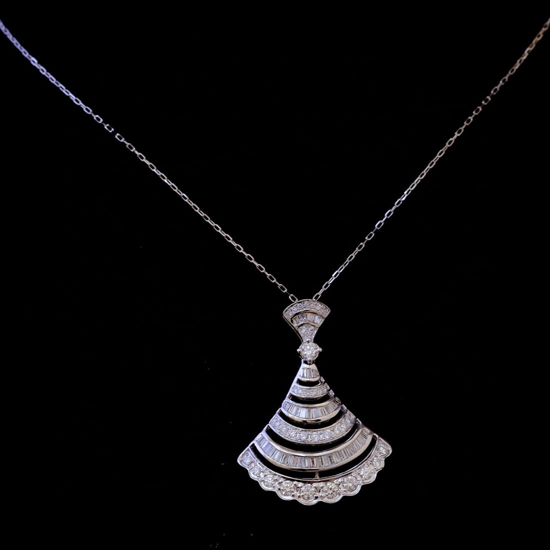 14k Gold 0.95 Ct Natural H Diamond Necklace - 2