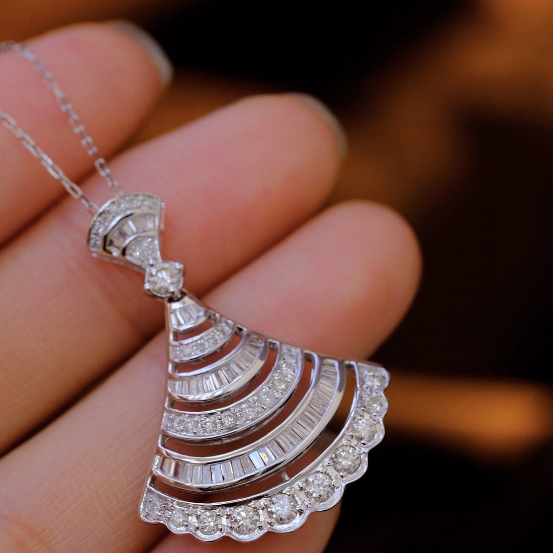 14k Gold 0.95 Ct Natural H Diamond Necklace - 5