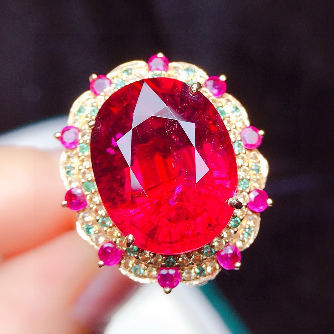 14k Gold 11.1 Ct Natural Tourmaline Ring/pendant( Without Chain ) - 2