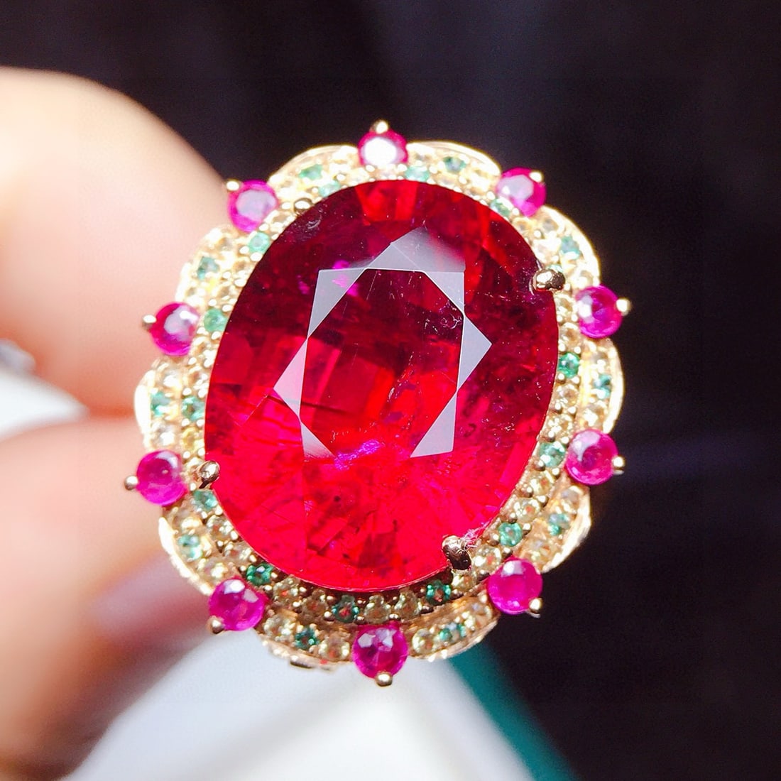 14k Gold 11.1 Ct Natural Tourmaline Ring/pendant( Without Chain ) - 3