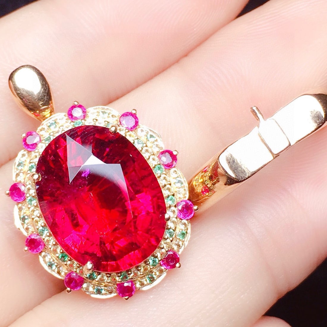 14k Gold 11.1 Ct Natural Tourmaline Ring/pendant( Without Chain ) - 5