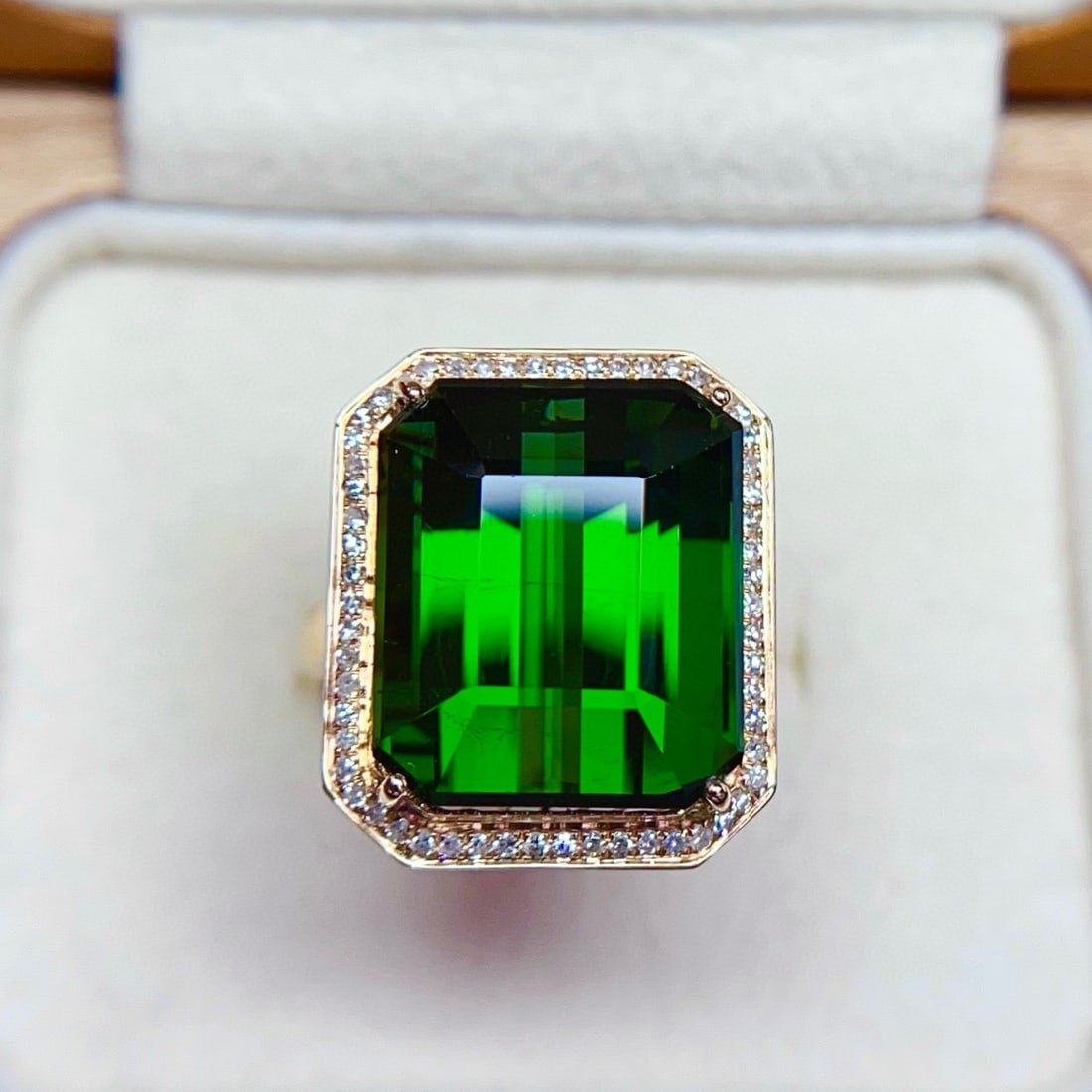 14k Gold 20.69 Ctw Natural Tourmaline & Diamond Ring - 2