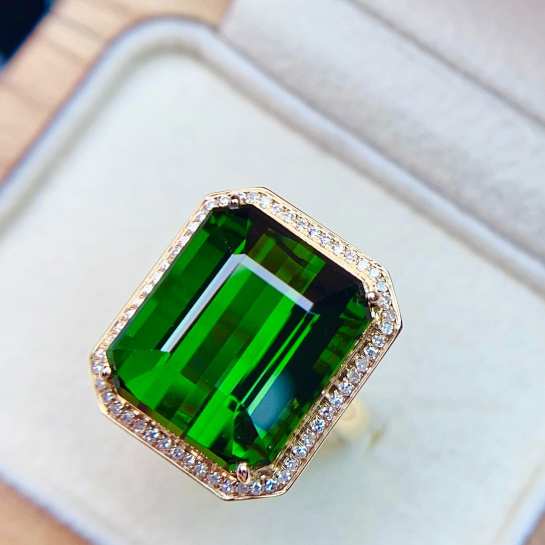 14k Gold 20.69 Ctw Natural Tourmaline & Diamond Ring - 4