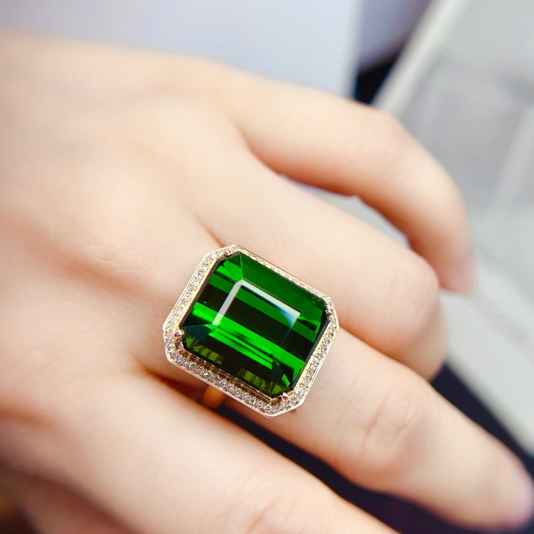 14k Gold 20.69 Ctw Natural Tourmaline & Diamond Ring - 6