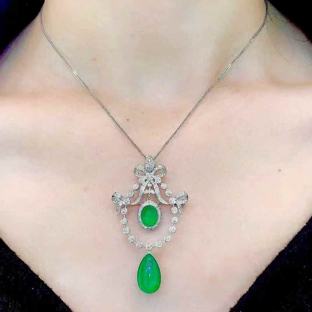 14k Gold 5.65 Ct Natural Emerald & Diamond Brooch/pendant( Without Chain ) - 4
