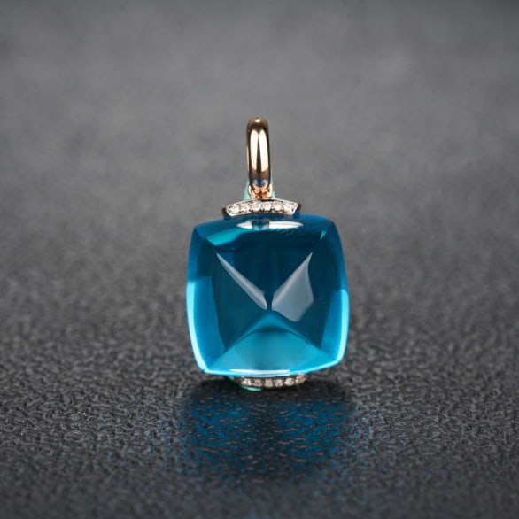 14k Gold 25.28 Ct Natural Topaz & Diamond Pendant( Without Chain ) - 2