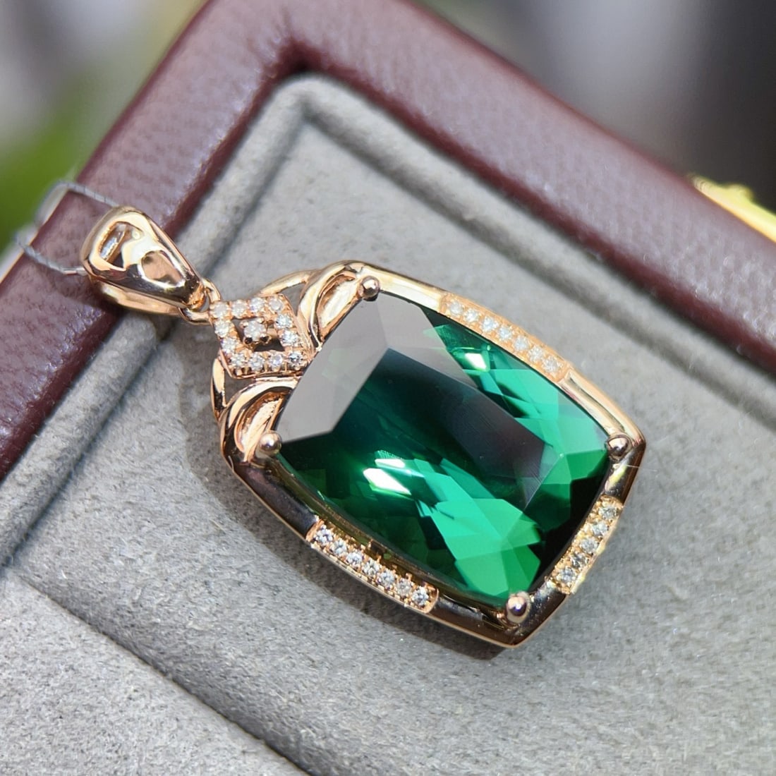 14k Gold 8.36 Ctw Natural Tourmaline & Diamond Pendant( Without Chain ) - 3