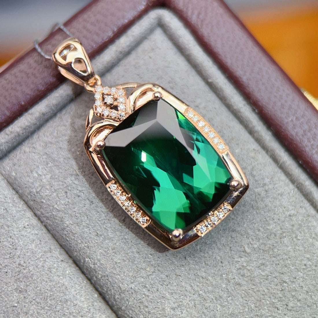 14k Gold 8.36 Ctw Natural Tourmaline & Diamond Pendant( Without Chain ) - 5