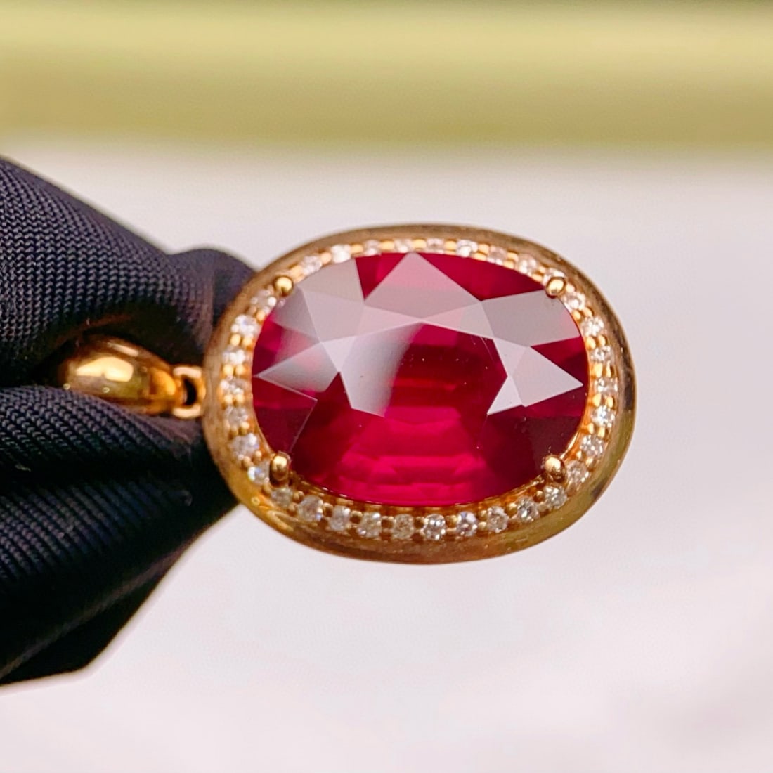 14k Gold 6.22 Ctw Natural Garnet & Diamond Pendant( Without Chain ) - 3