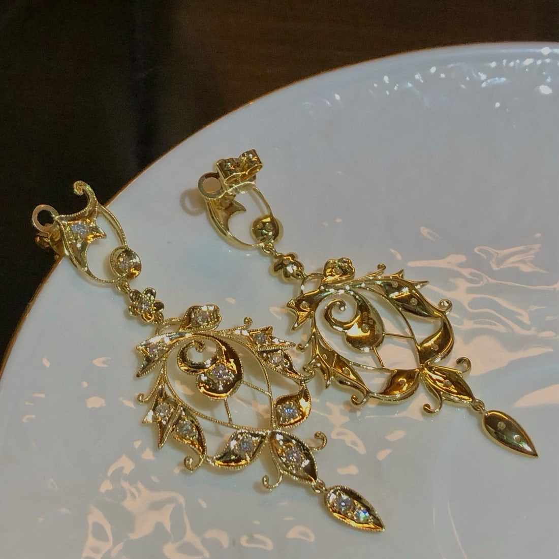 14k Gold 0.92 Ct Natural H Diamond Earrings - 3