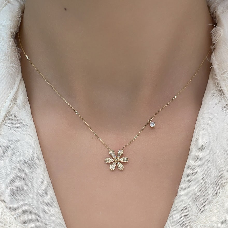 14k Gold 0.3 Ct Natural H Diamond Necklace - 3