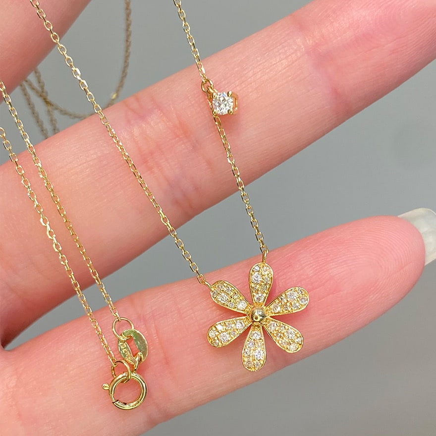 14k Gold 0.3 Ct Natural H Diamond Necklace - 4