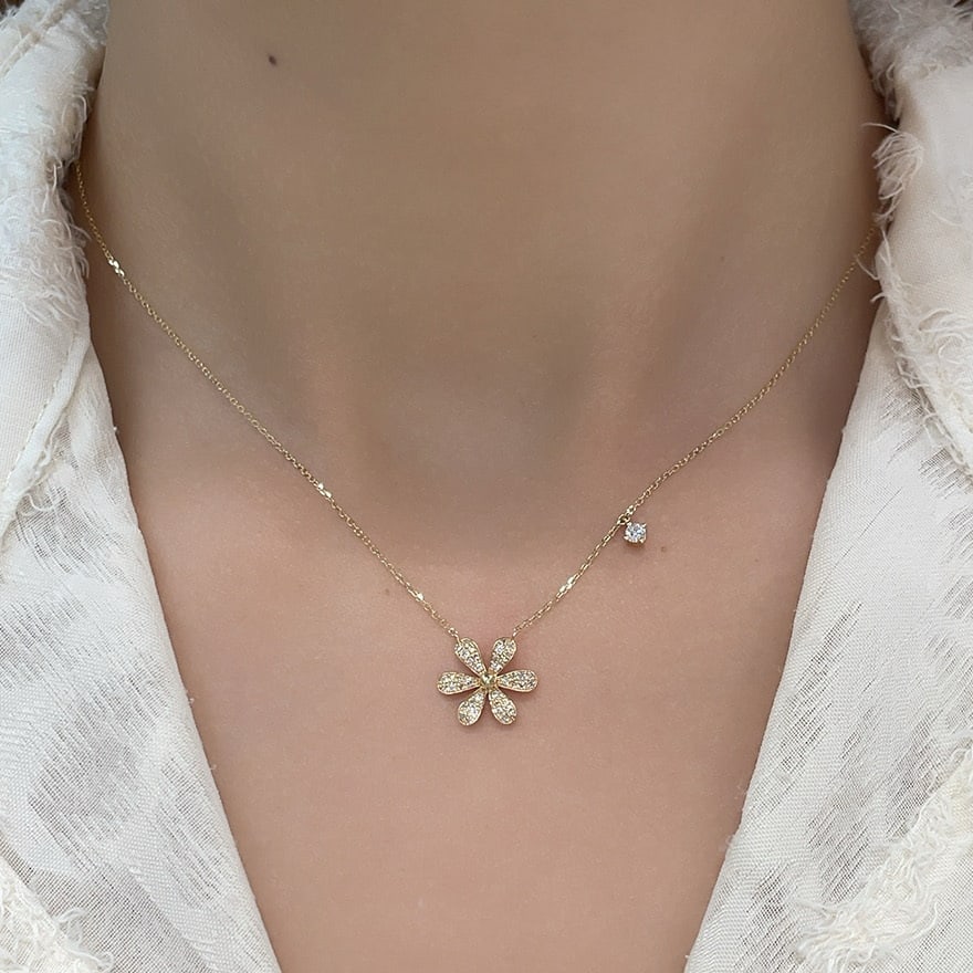 14k Gold 0.3 Ct Natural H Diamond Necklace - 5