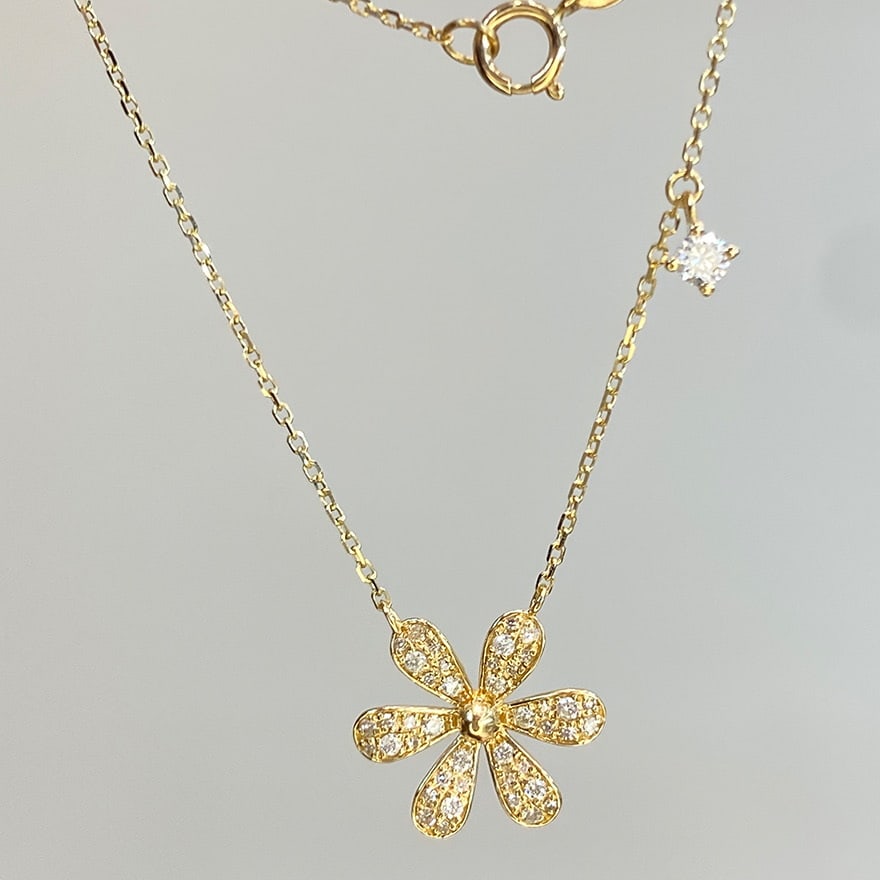 14k Gold 0.3 Ct Natural H Diamond Necklace - 6