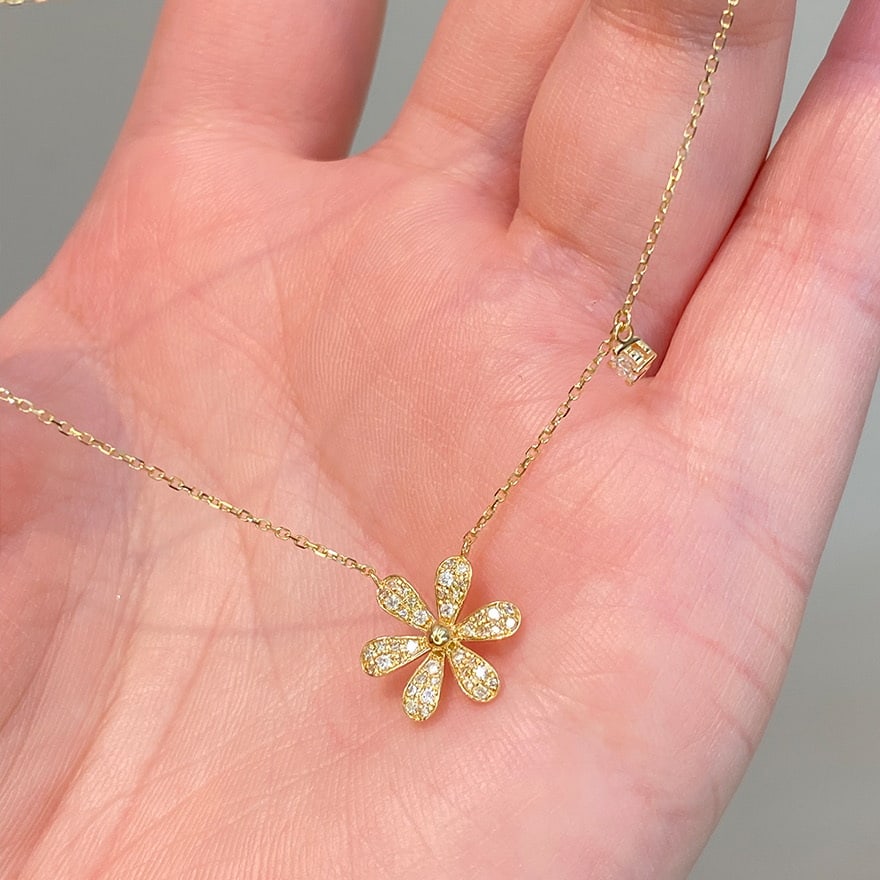 14k Gold 0.3 Ct Natural H Diamond Necklace - 9