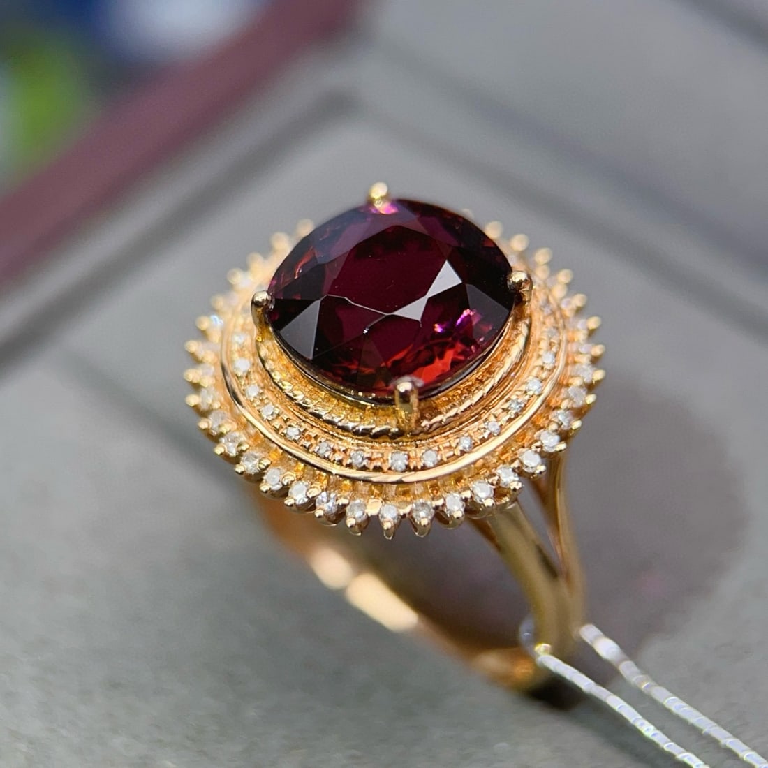 14k Gold 5.2 Ct Natural Tourmaline & Diamond Ring - 3