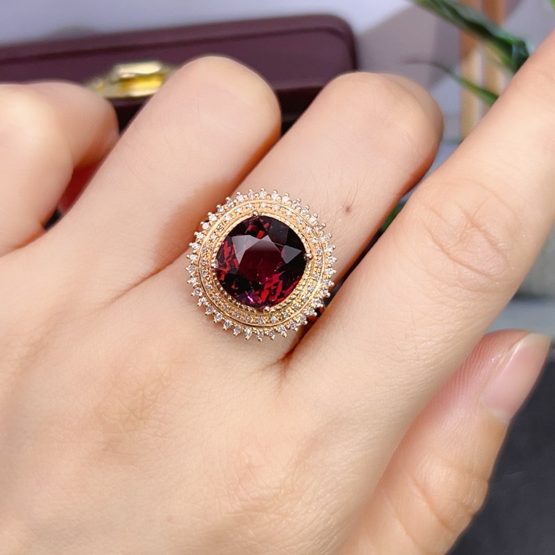 14k Gold 5.2 Ct Natural Tourmaline & Diamond Ring - 4
