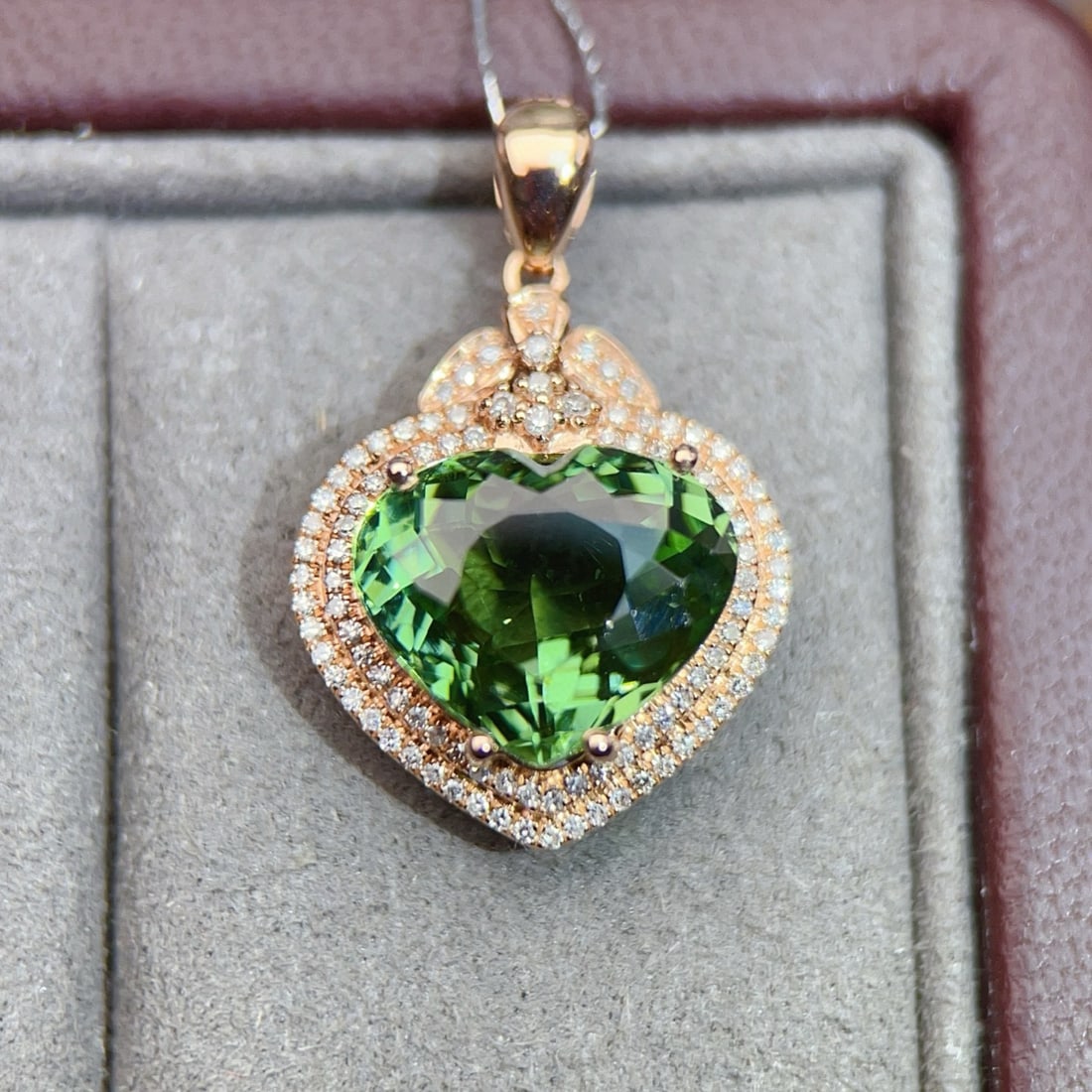 14k Gold 5.68 Ctw Natural Tourmaline & Diamond Pendant( Without Chain ) - 2