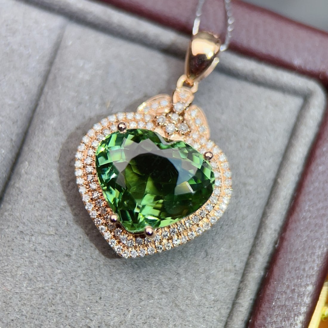 14k Gold 5.68 Ctw Natural Tourmaline & Diamond Pendant( Without Chain ) - 3