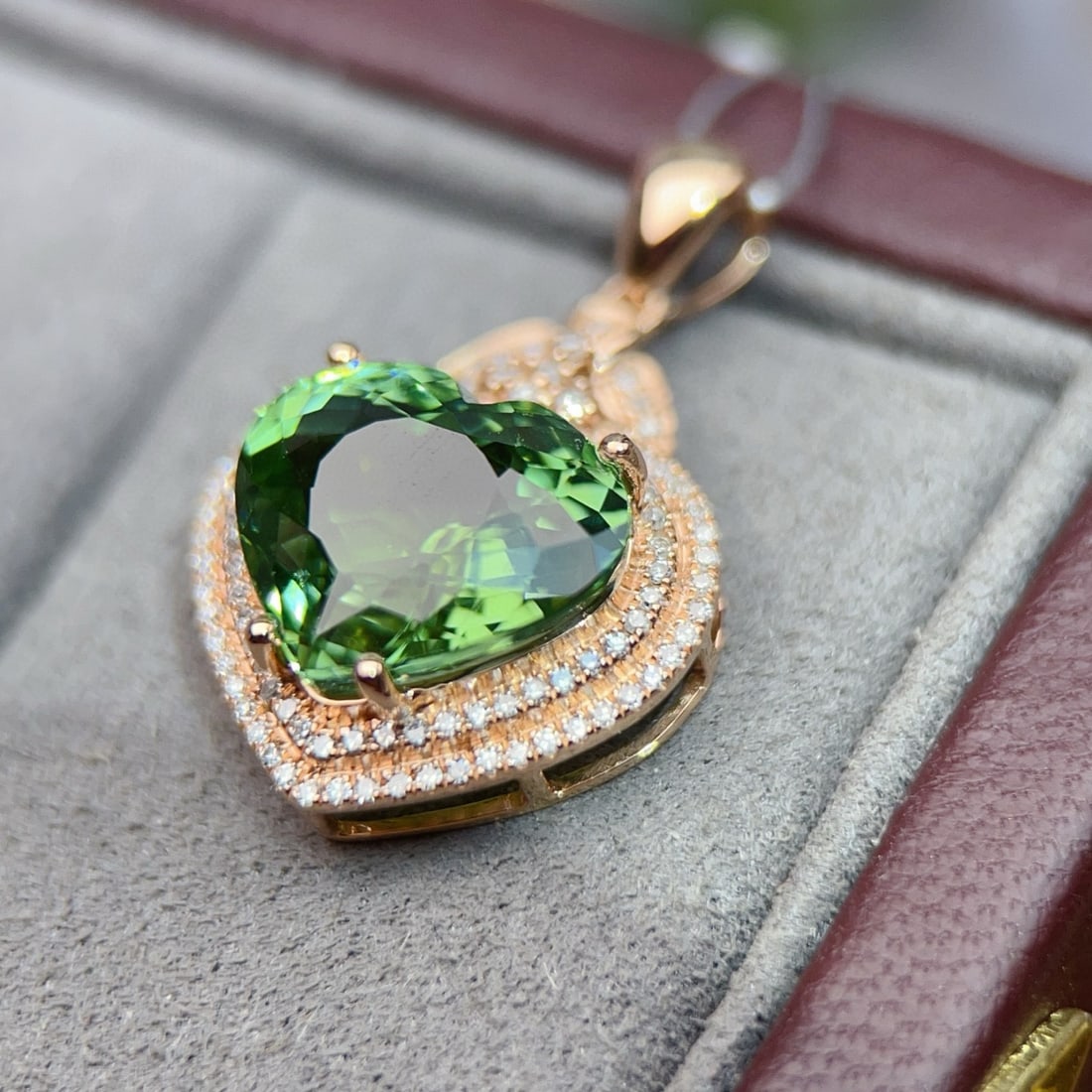 14k Gold 5.68 Ctw Natural Tourmaline & Diamond Pendant( Without Chain ) - 4