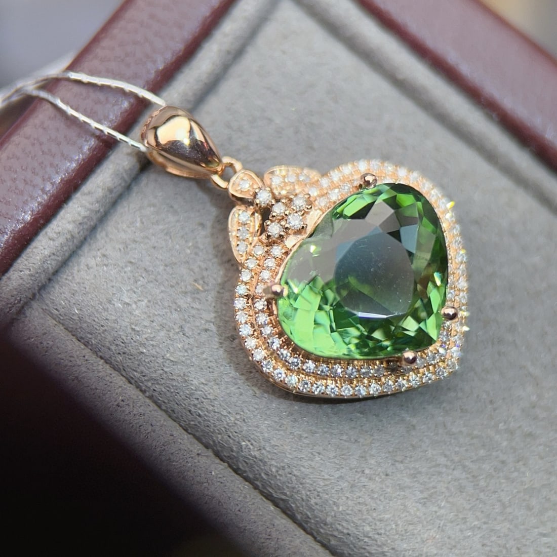 14k Gold 5.68 Ctw Natural Tourmaline & Diamond Pendant( Without Chain ) - 5